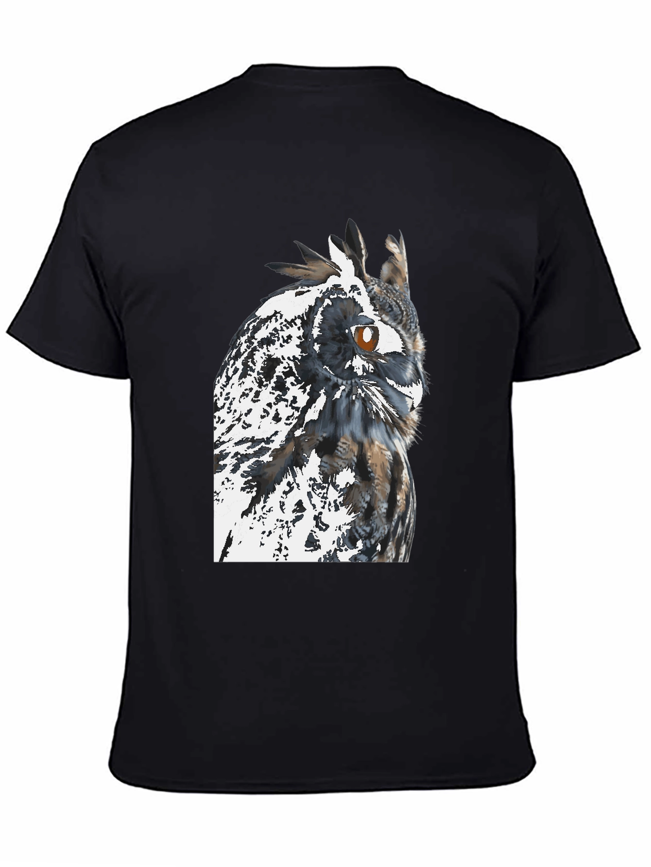 Owl Graphic Print Black T-Shirt