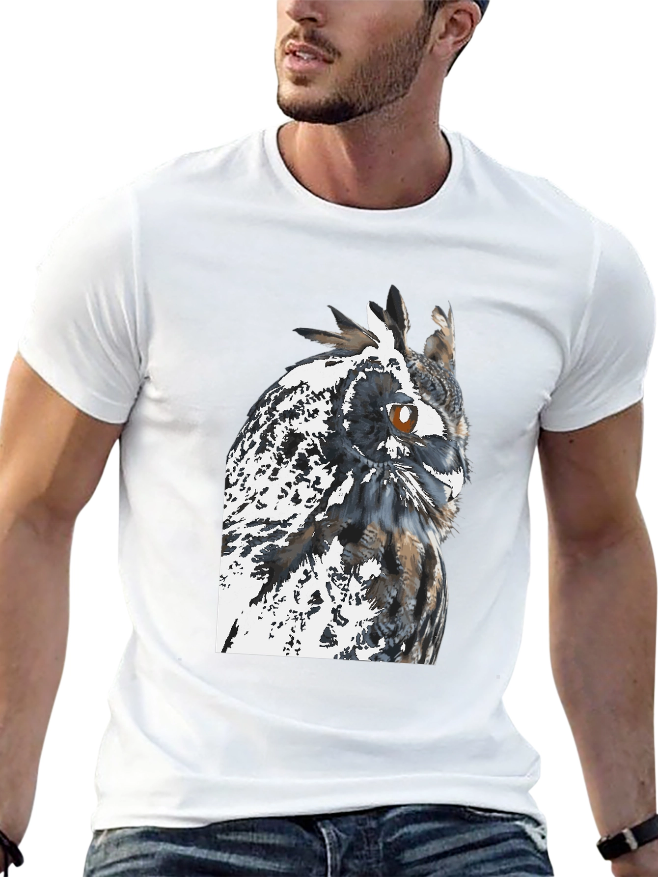 Owl Graphic Print Black T-Shirt