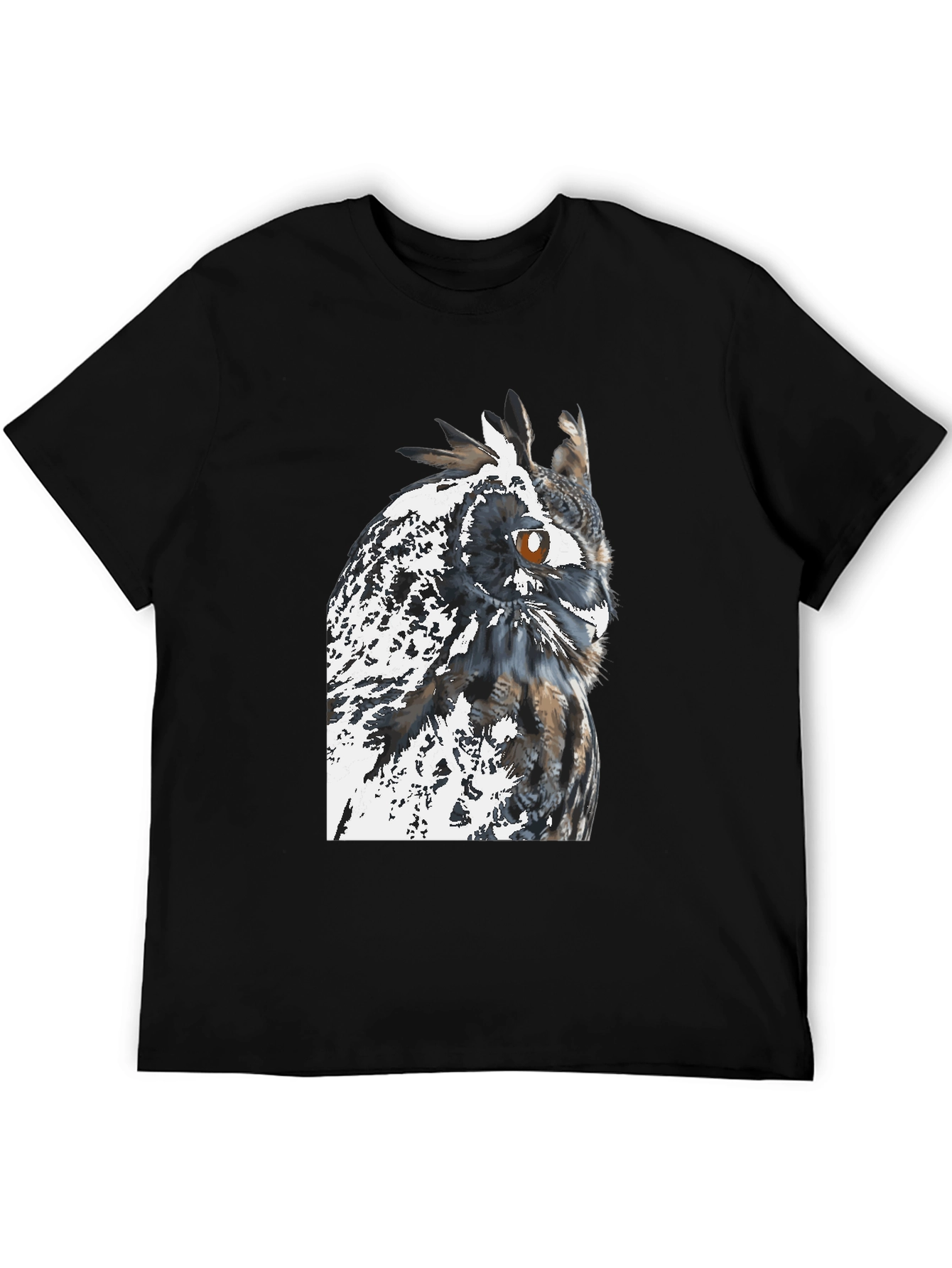 Owl Graphic Print Black T-Shirt