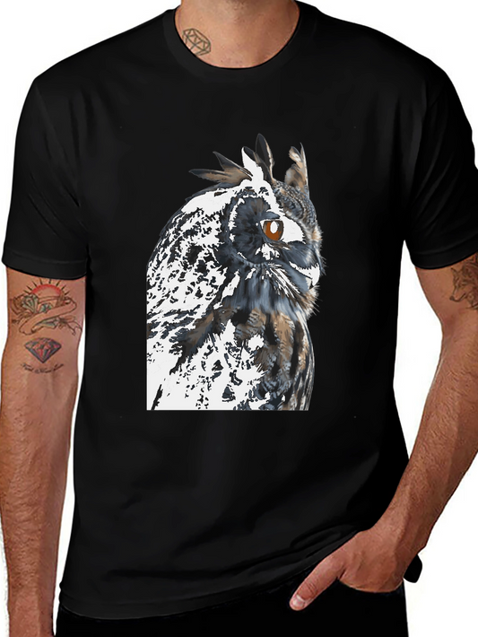 Owl Graphic Print Black T-Shirt