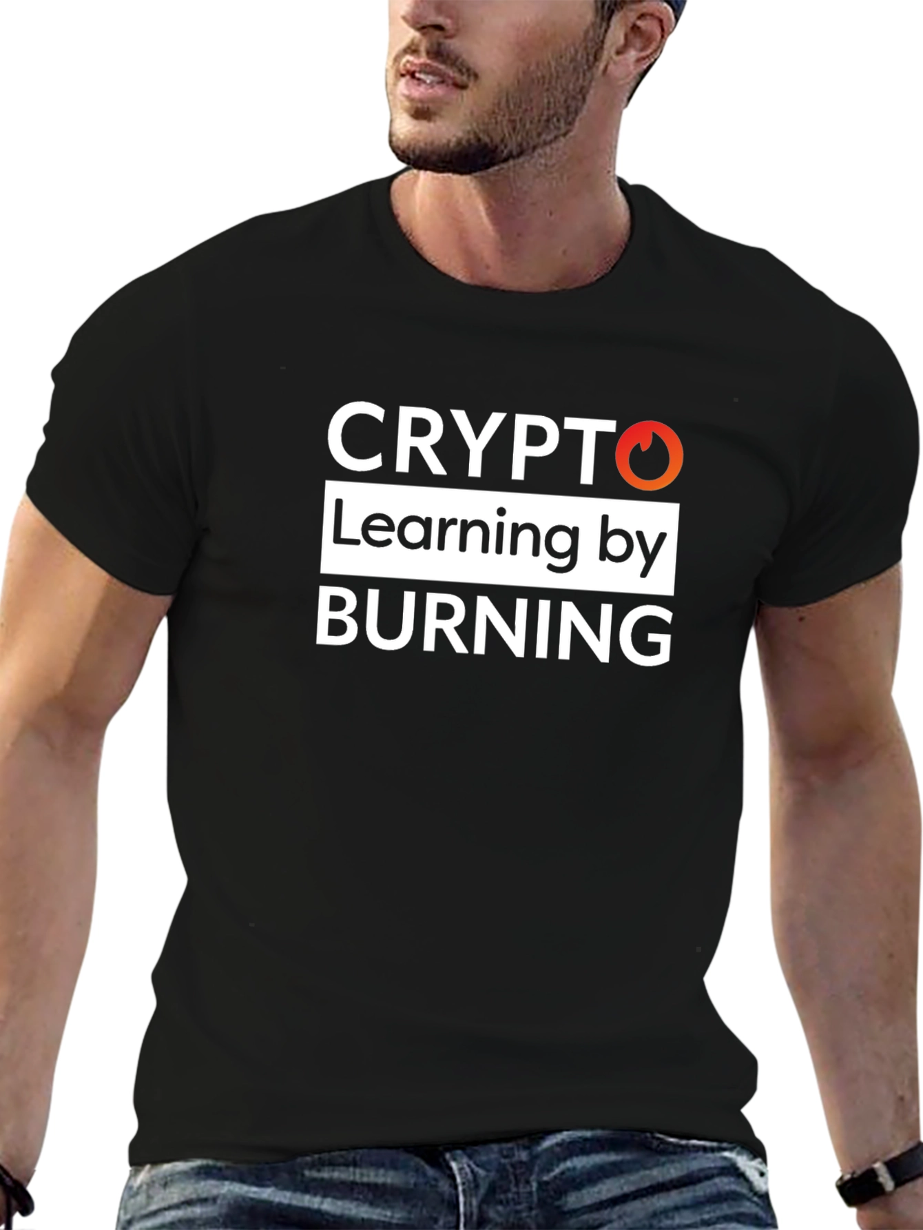 Crypto Learning by Burning Black T-Shirt
