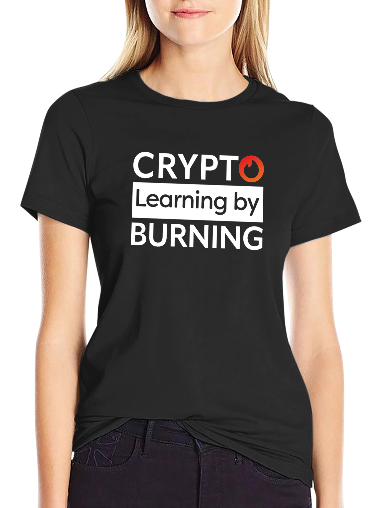 Crypto Learning by Burning Black T-Shirt