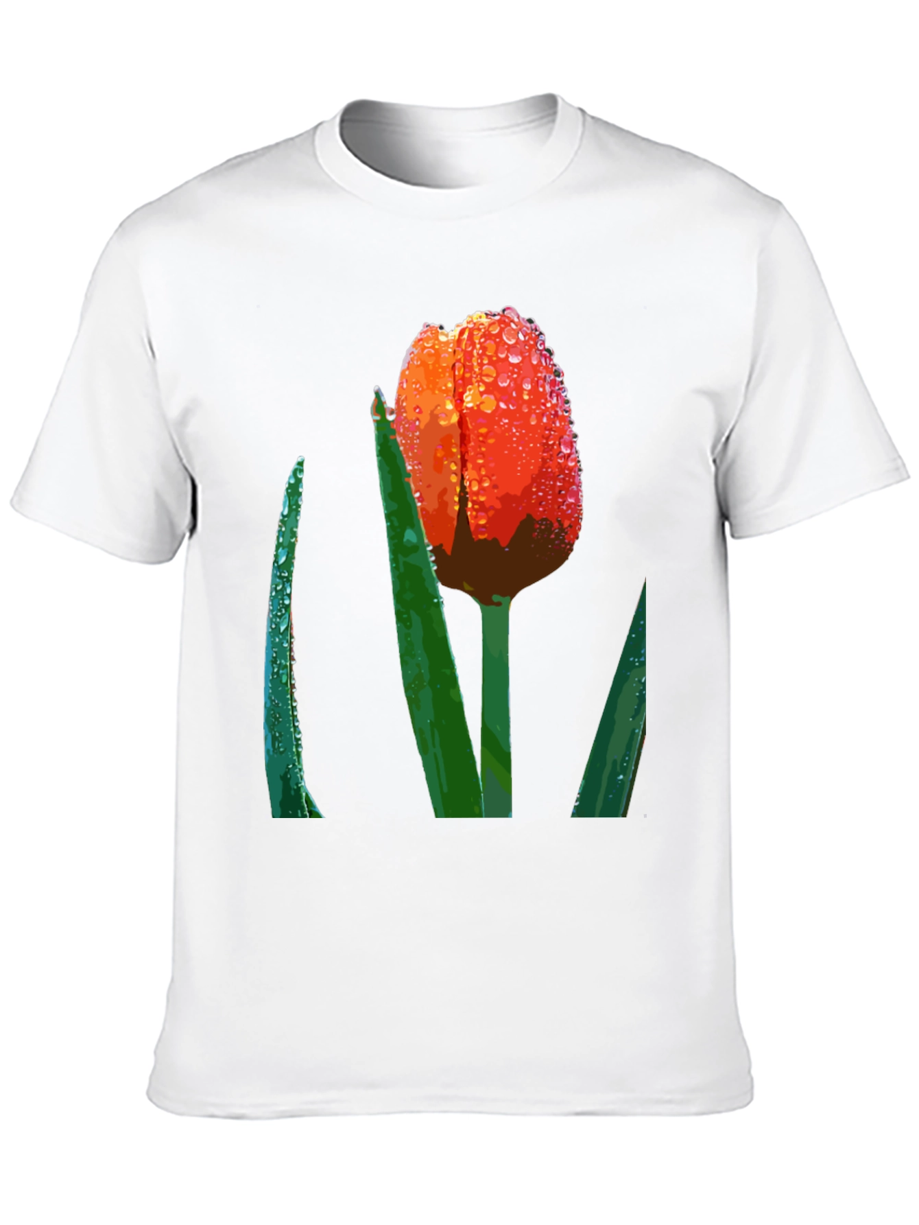 Tulip Dewdrop Graphic Tee - Unique Floral Design