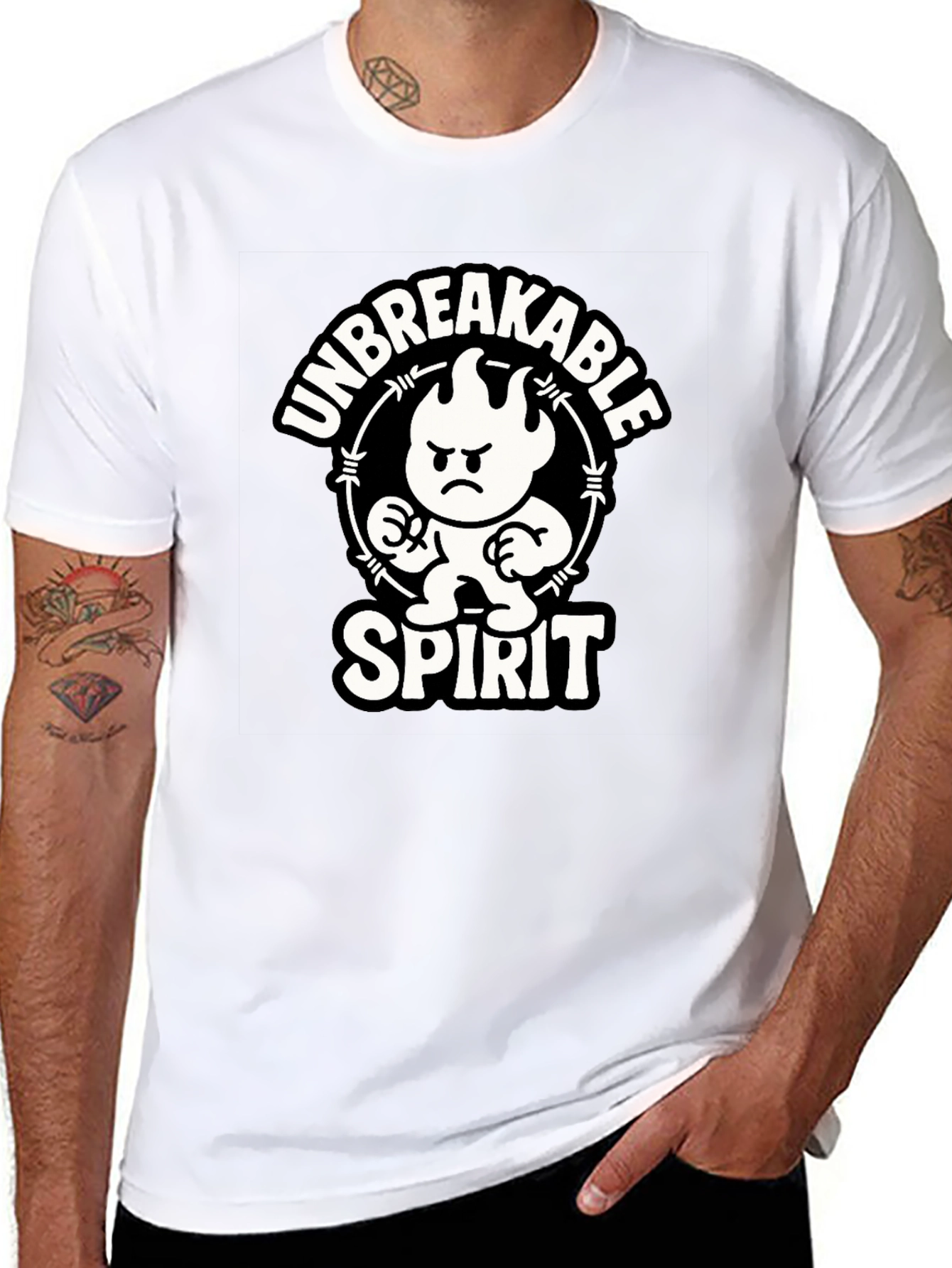Unbreakable Spirit Graphic Tee - Black Cotton Shirt