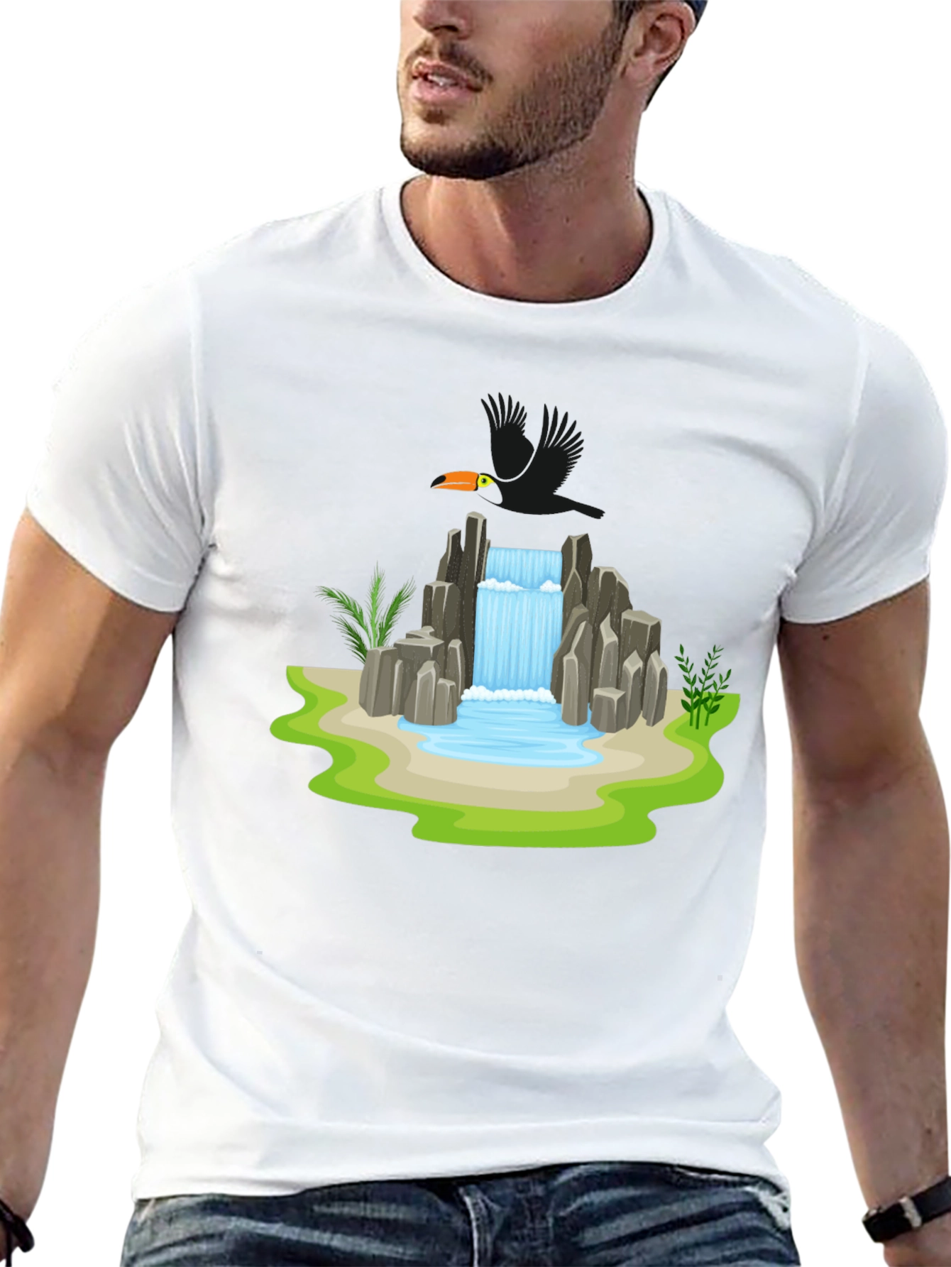 Waterfall Graphic Tee - Nature Inspired Design
