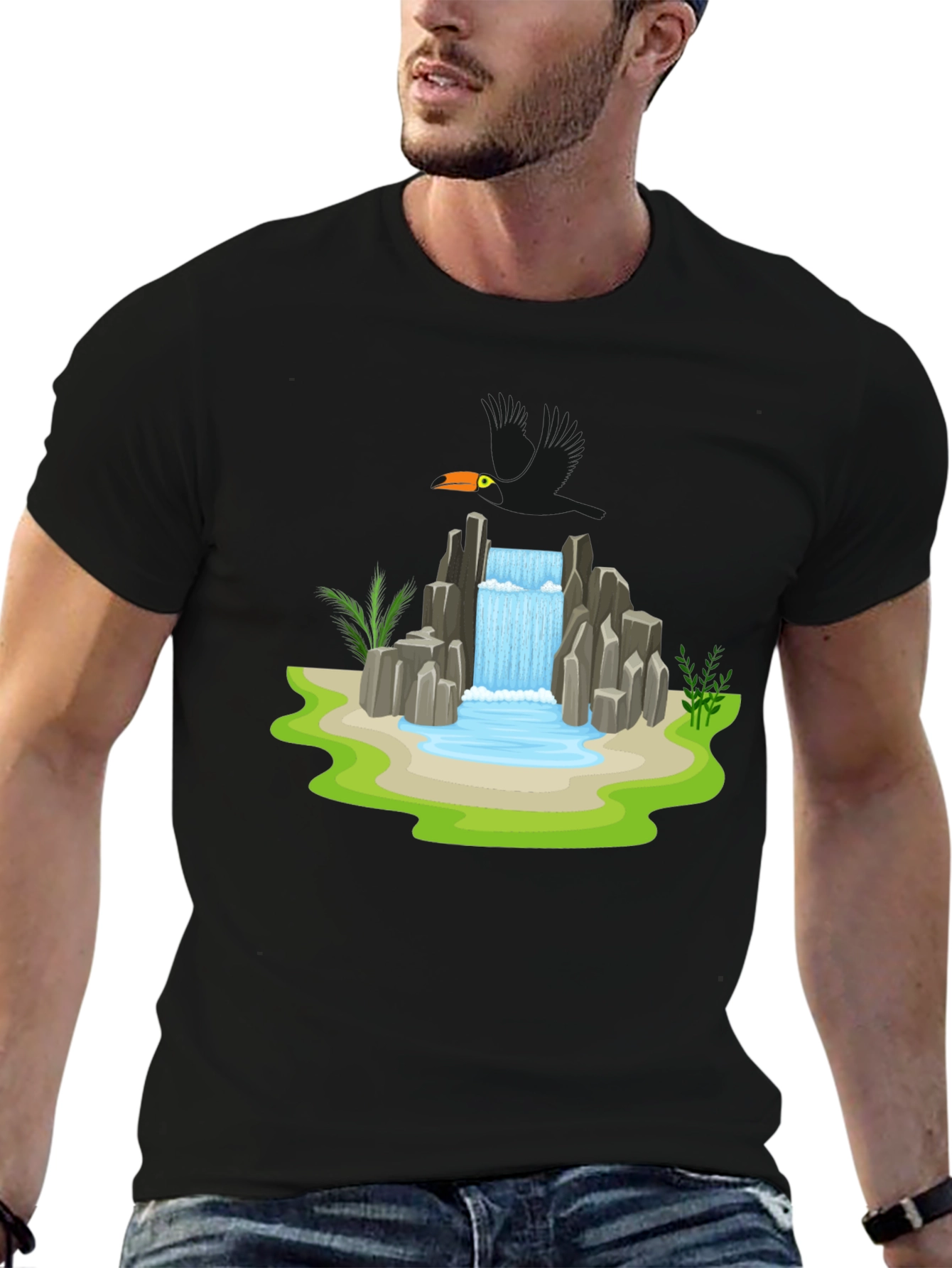 Waterfall Graphic Tee - Nature Inspired Design