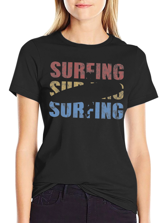 Retro Surfing Graphic Tee - Black