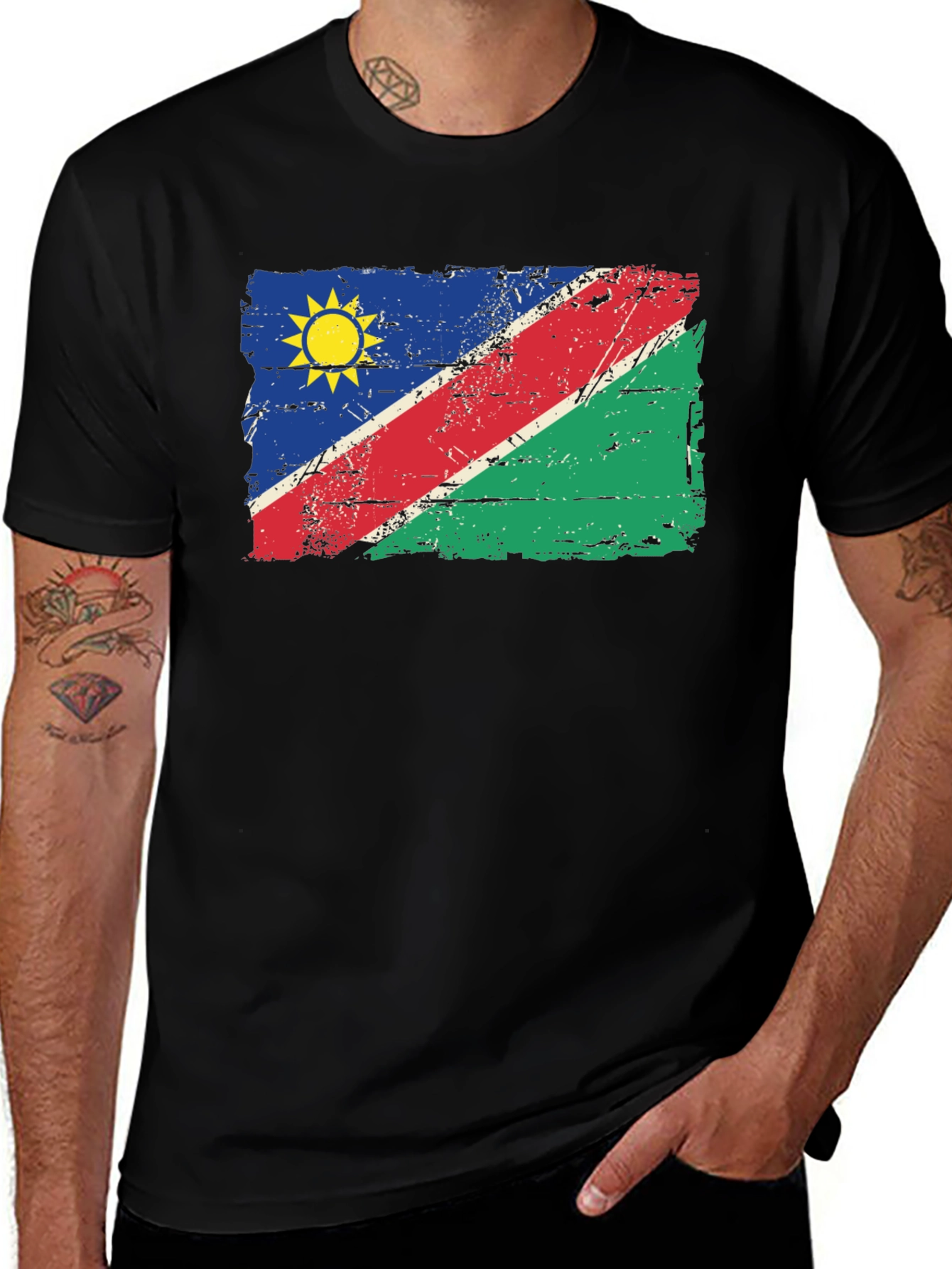 Namibia Flag T-Shirt - Distressed Graphic Tee