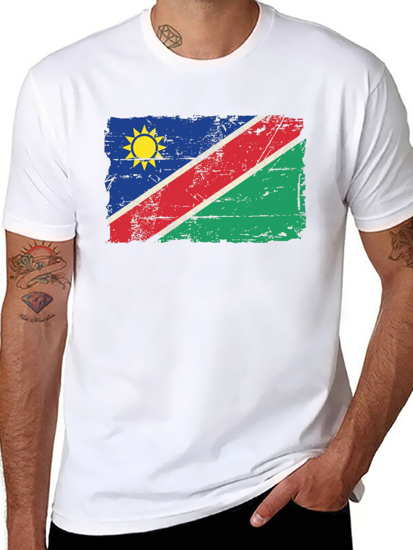 Namibia Flag T-Shirt - Distressed Graphic Tee