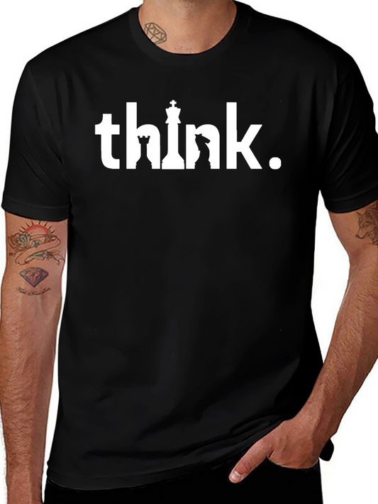 Think Chess Piece Graphic T-Shirt - Black