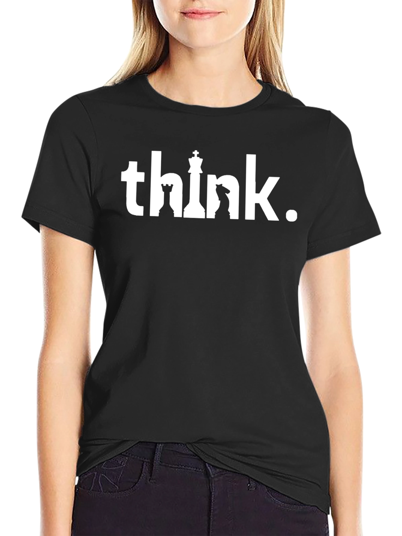 Think Chess Piece Graphic T-Shirt - Black