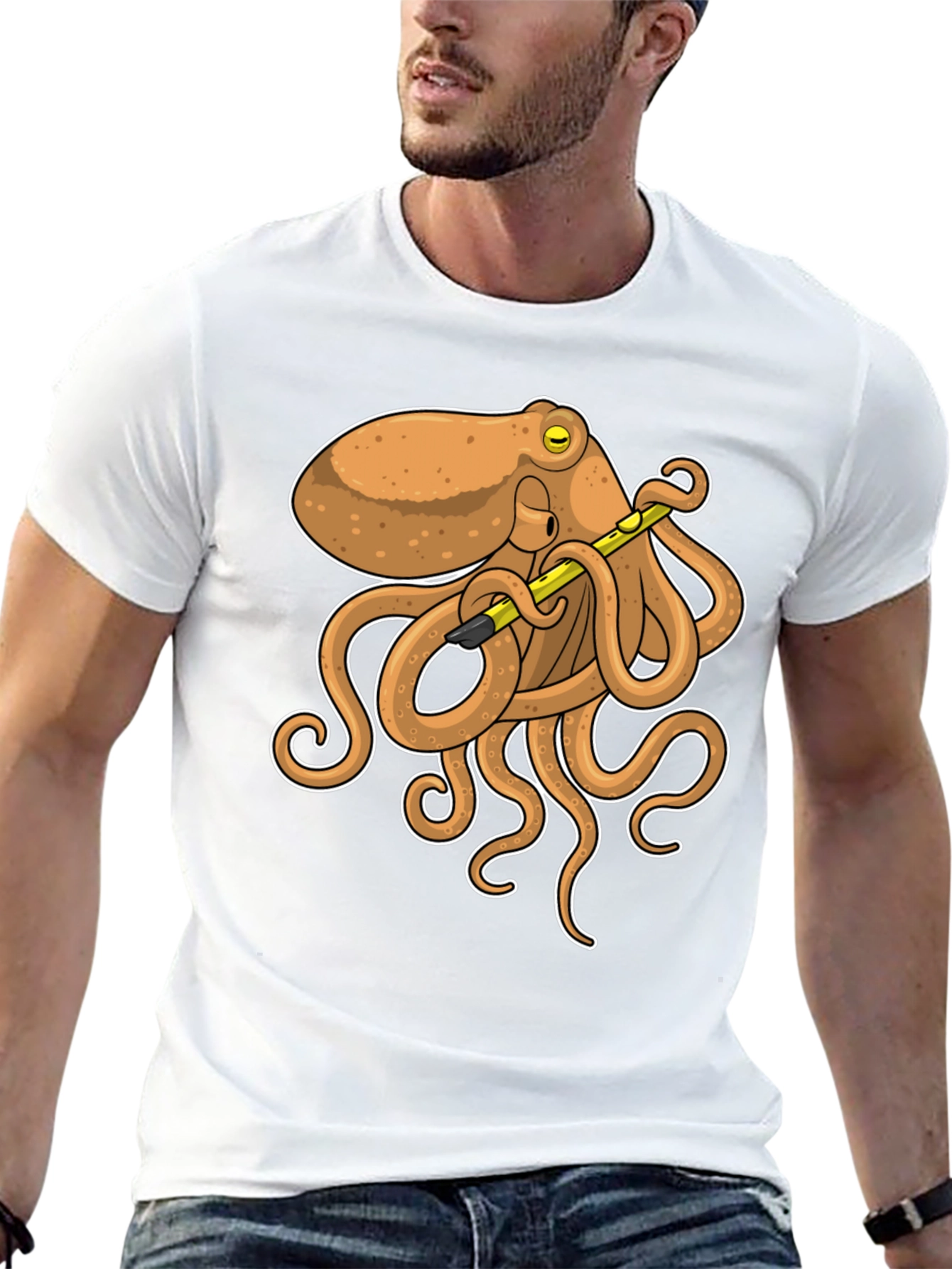 Octopus Musician Black T-Shirt - Unique Graphic Tee