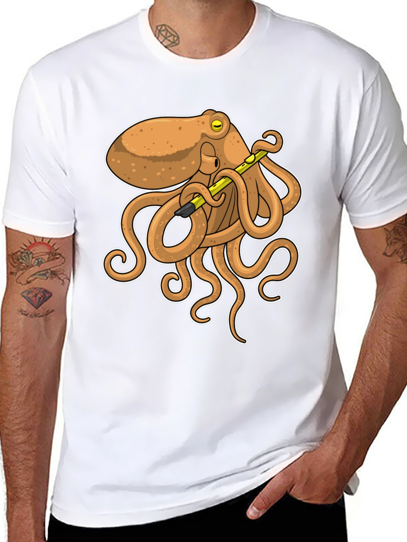 Octopus Musician Black T-Shirt - Unique Graphic Tee