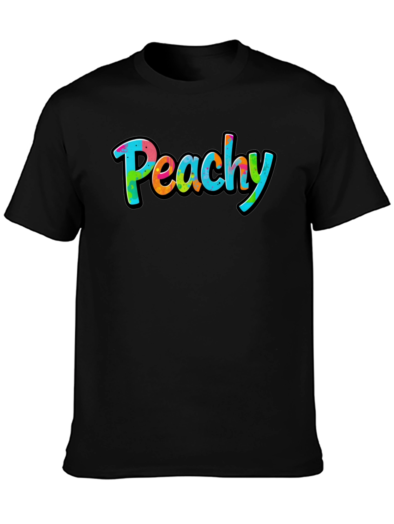 Peachy Graphic Black T-Shirt - Casual Style