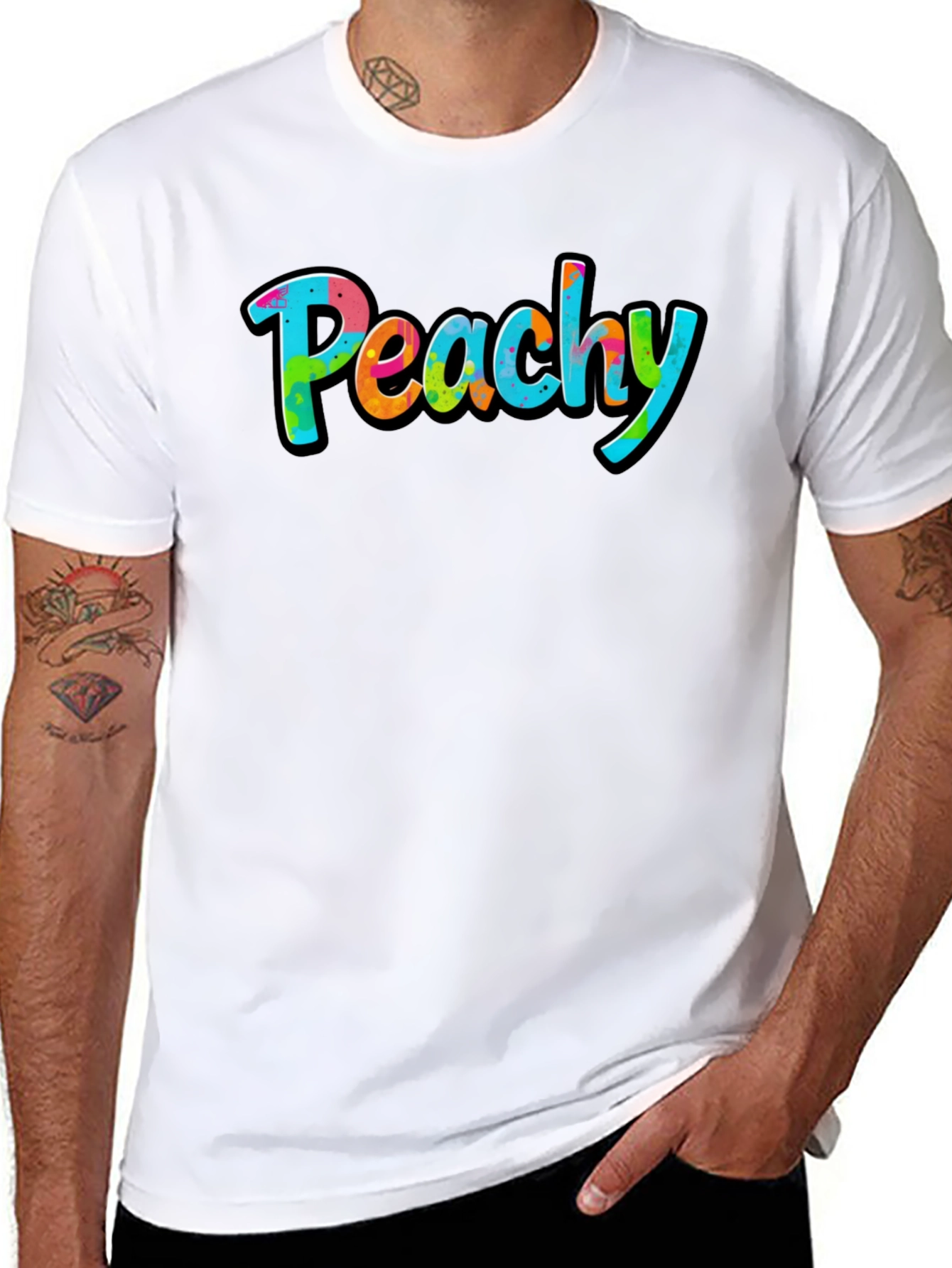 Peachy Graphic Black T-Shirt - Casual Style