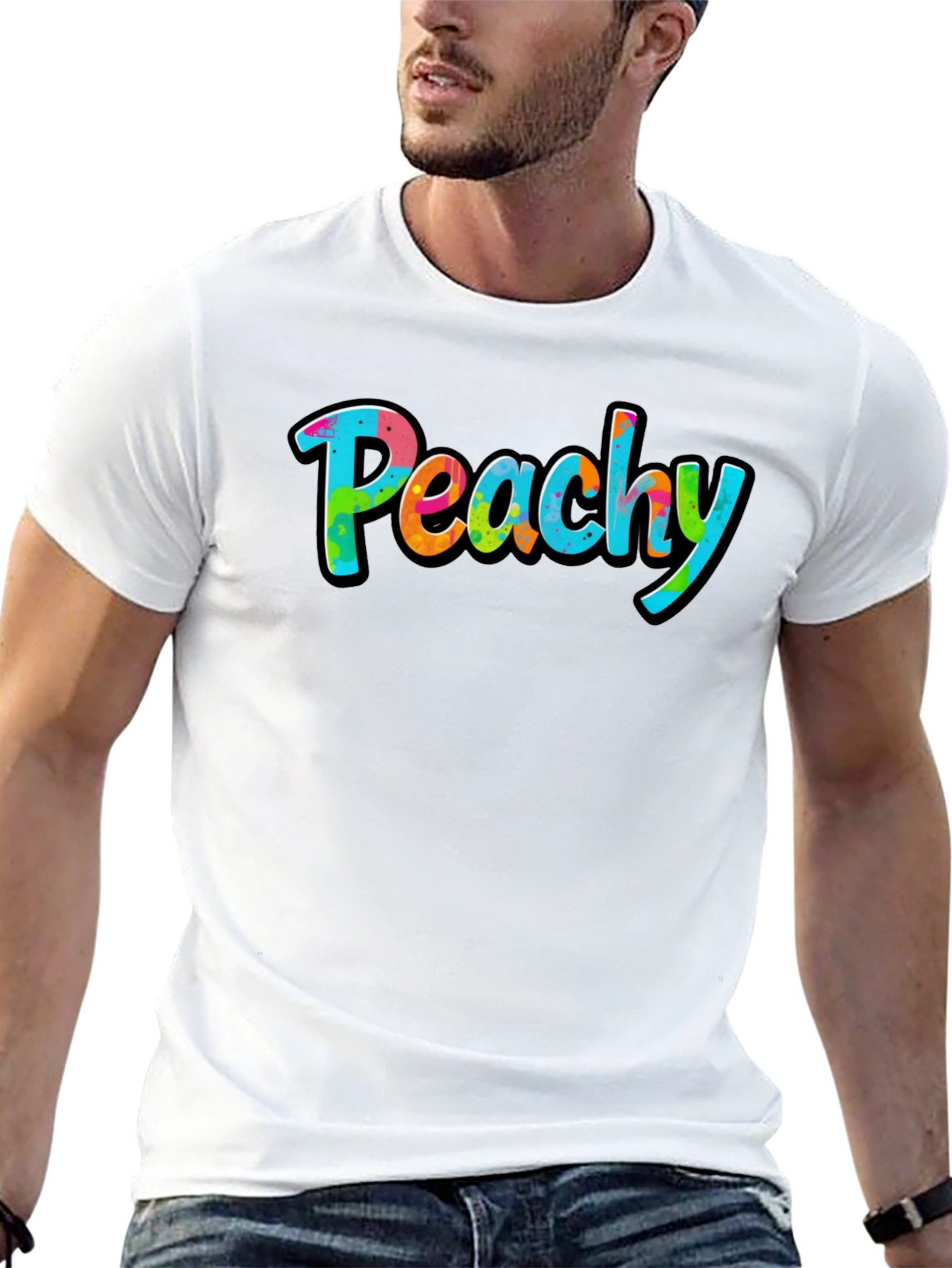Peachy Graphic Black T-Shirt - Casual Style
