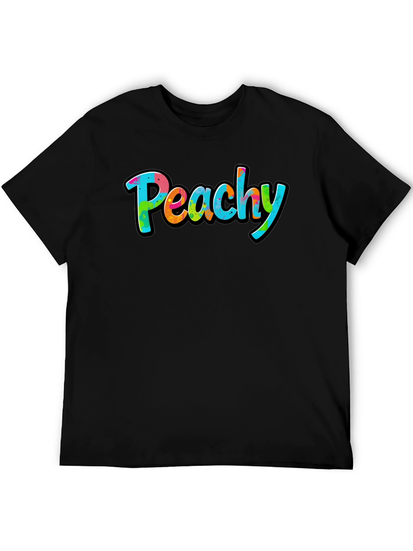 Peachy Graphic Black T-Shirt - Casual Style