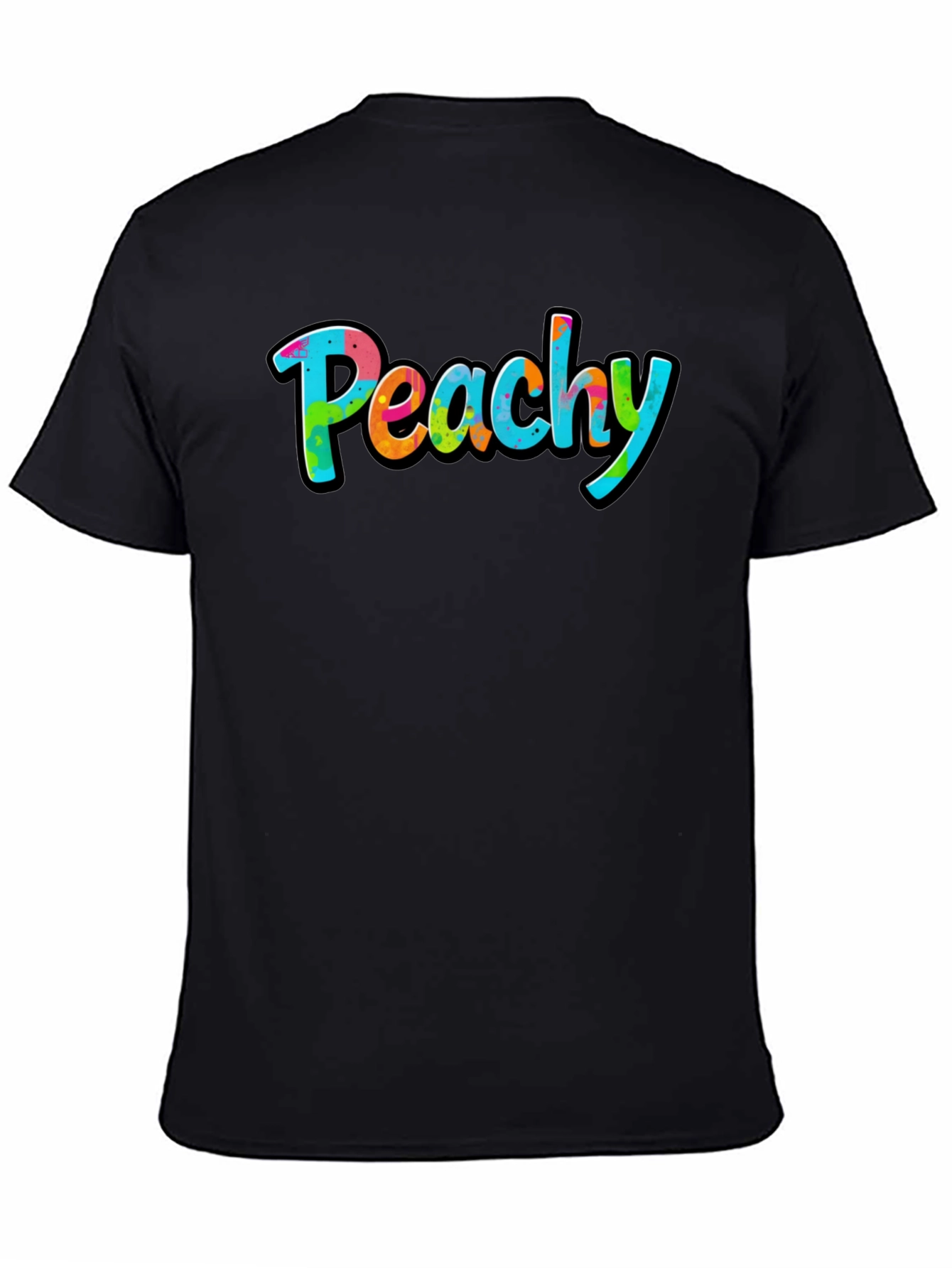 Peachy Graphic Black T-Shirt - Casual Style