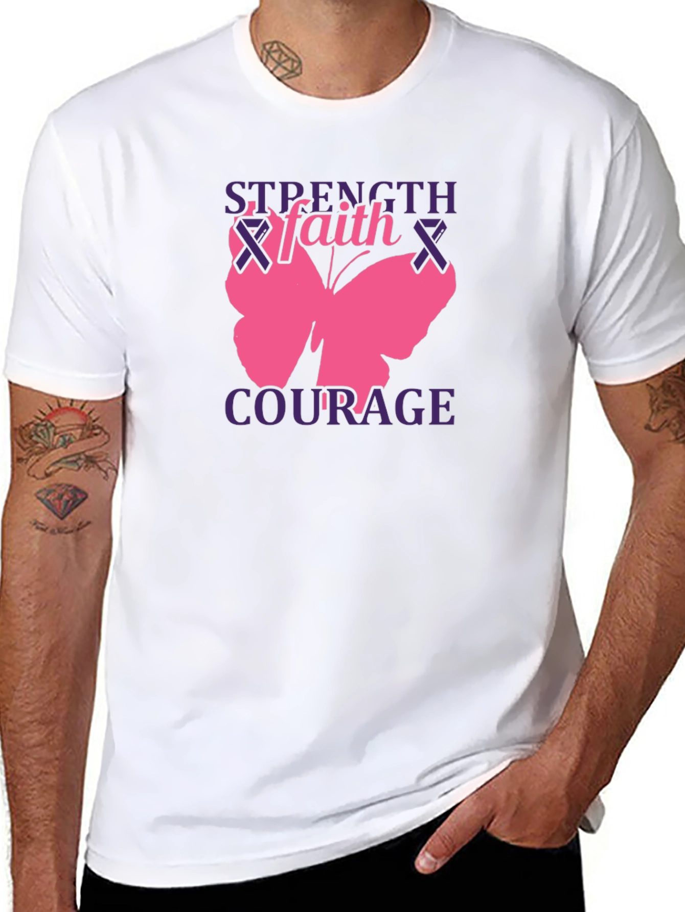 Strength Faith Courage Butterfly Graphic T-Shirt