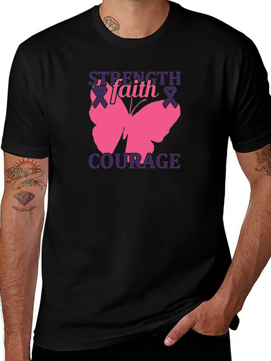 Strength Faith Courage Butterfly Graphic T-Shirt