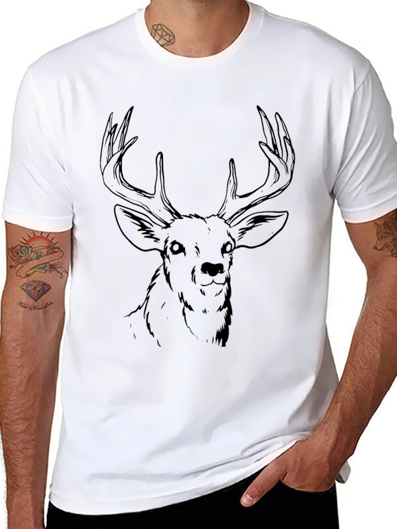 Black Deer Graphic Tee - Mens Casual Shirt