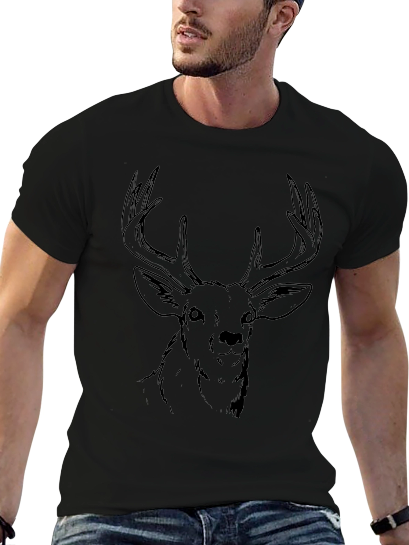 Black Deer Graphic Tee - Mens Casual Shirt