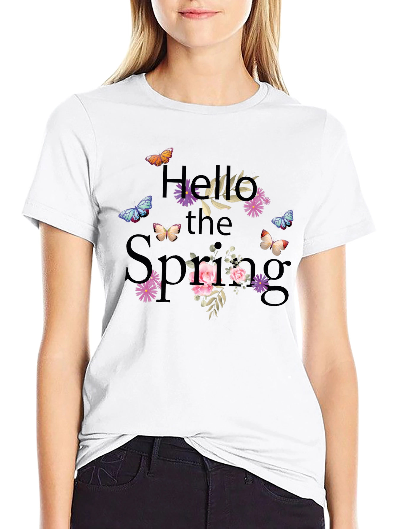 Hello Spring Graphic Tee - Black