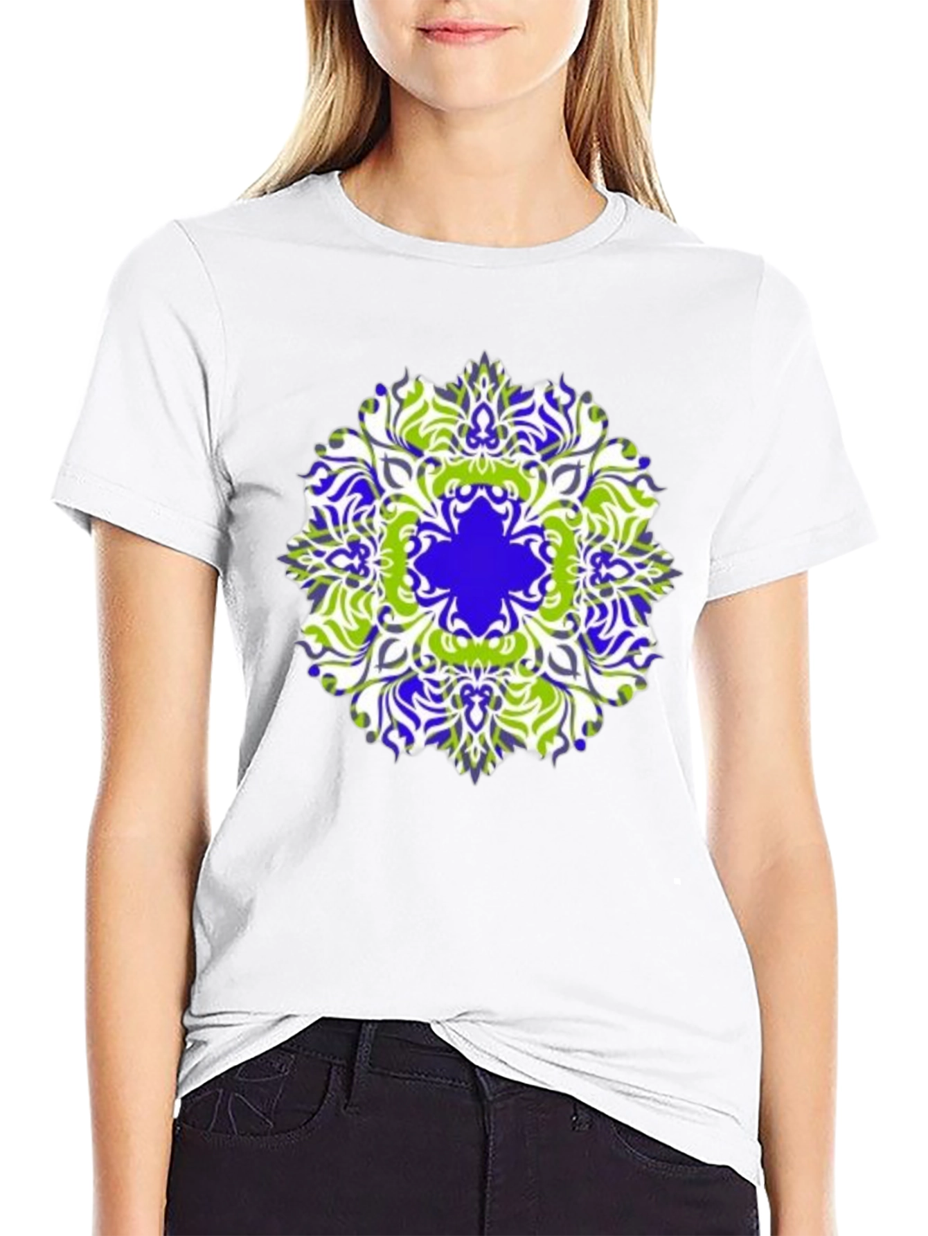 Stylish Mandala Graphic Print Black T-Shirt