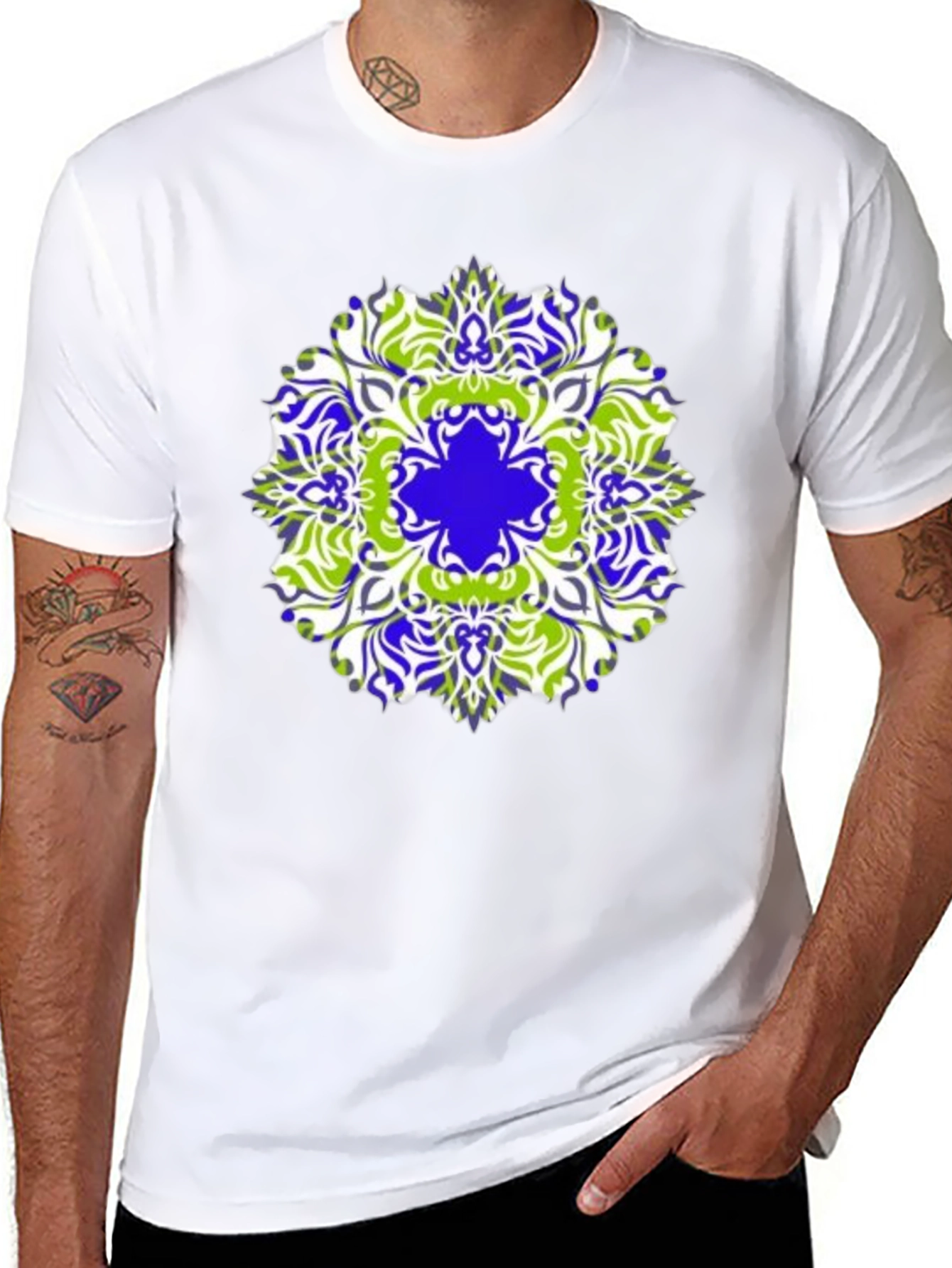 Stylish Mandala Graphic Print Black T-Shirt
