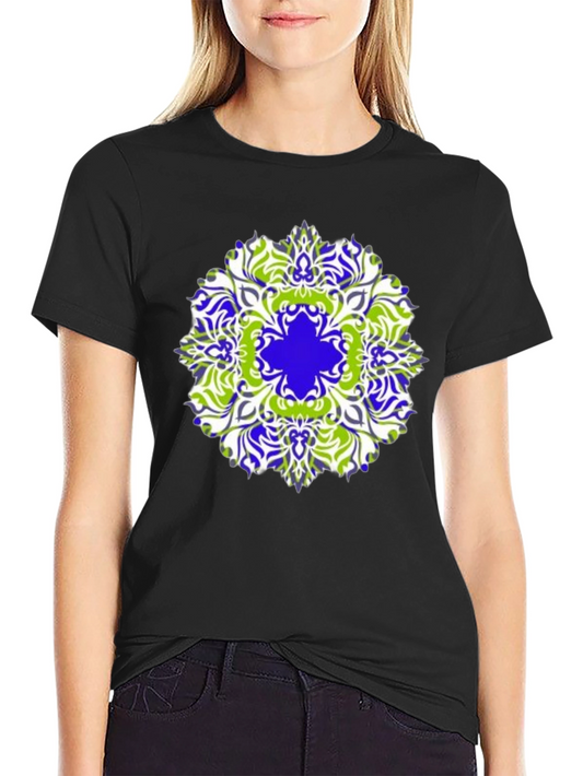Stylish Mandala Graphic Print Black T-Shirt