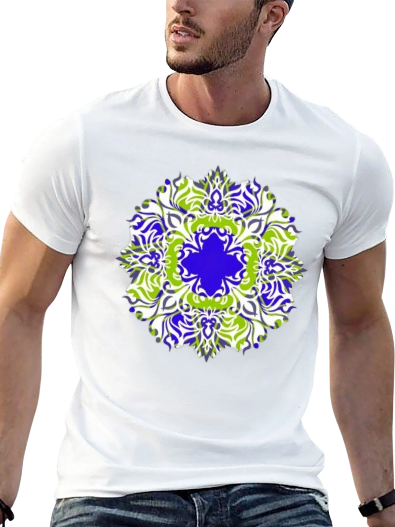 Stylish Mandala Graphic Print Black T-Shirt