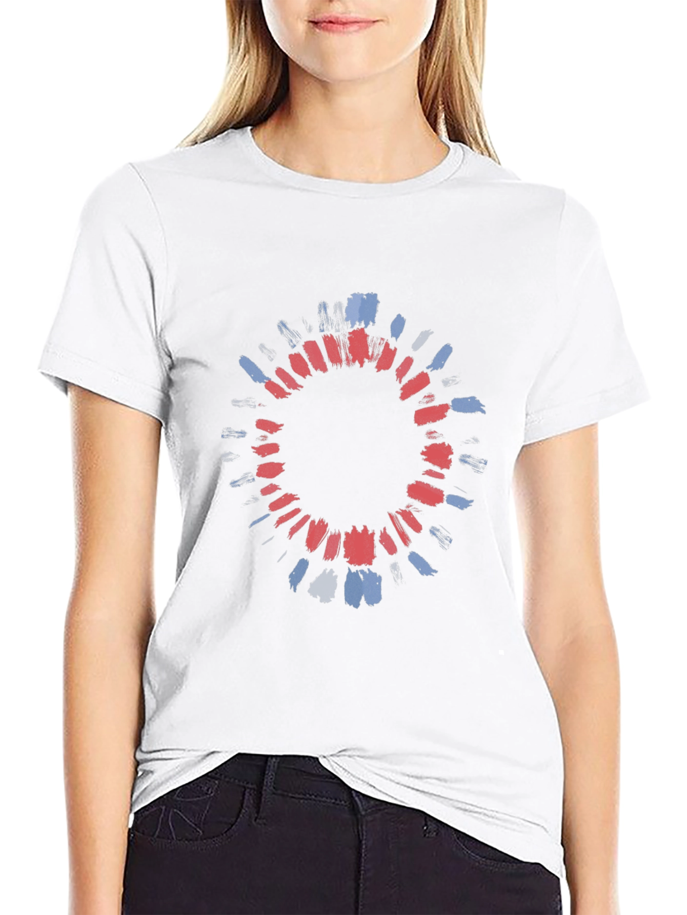 Abstract Brush Stroke Circle Graphic Black Tee