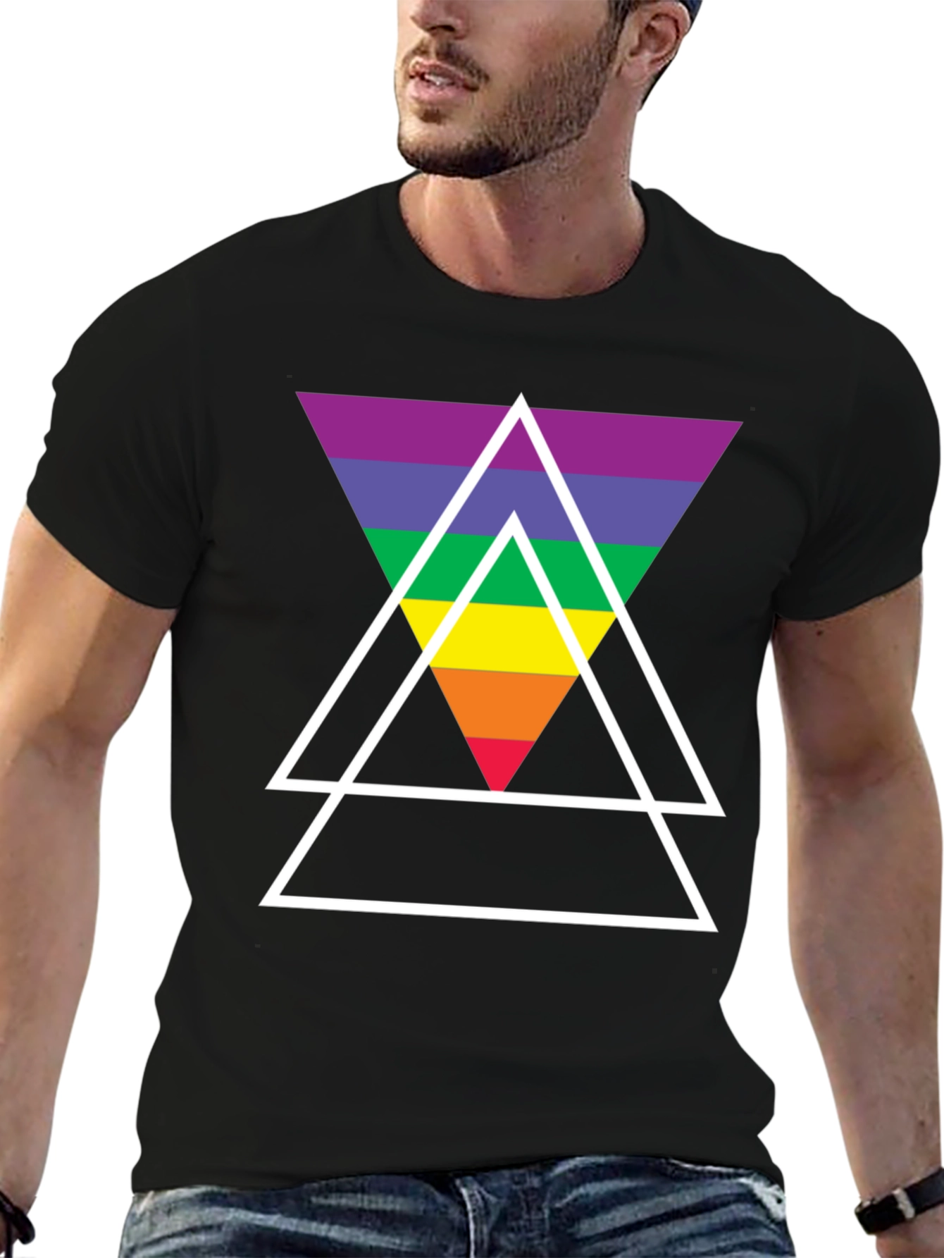 Rainbow Triangle Graphic Tee - Stylish Casual Wear