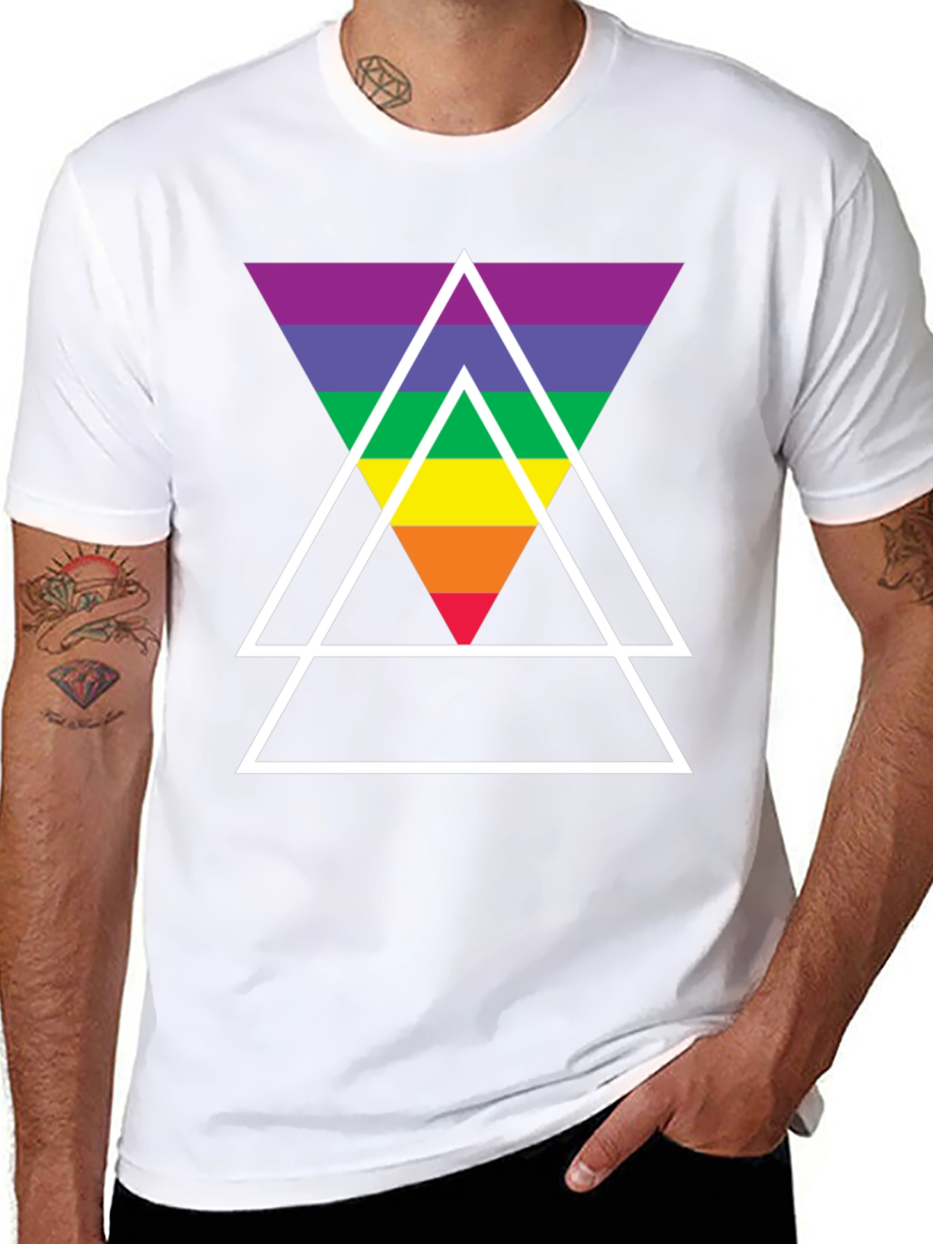 Rainbow Triangle Graphic Tee - Stylish Casual Wear