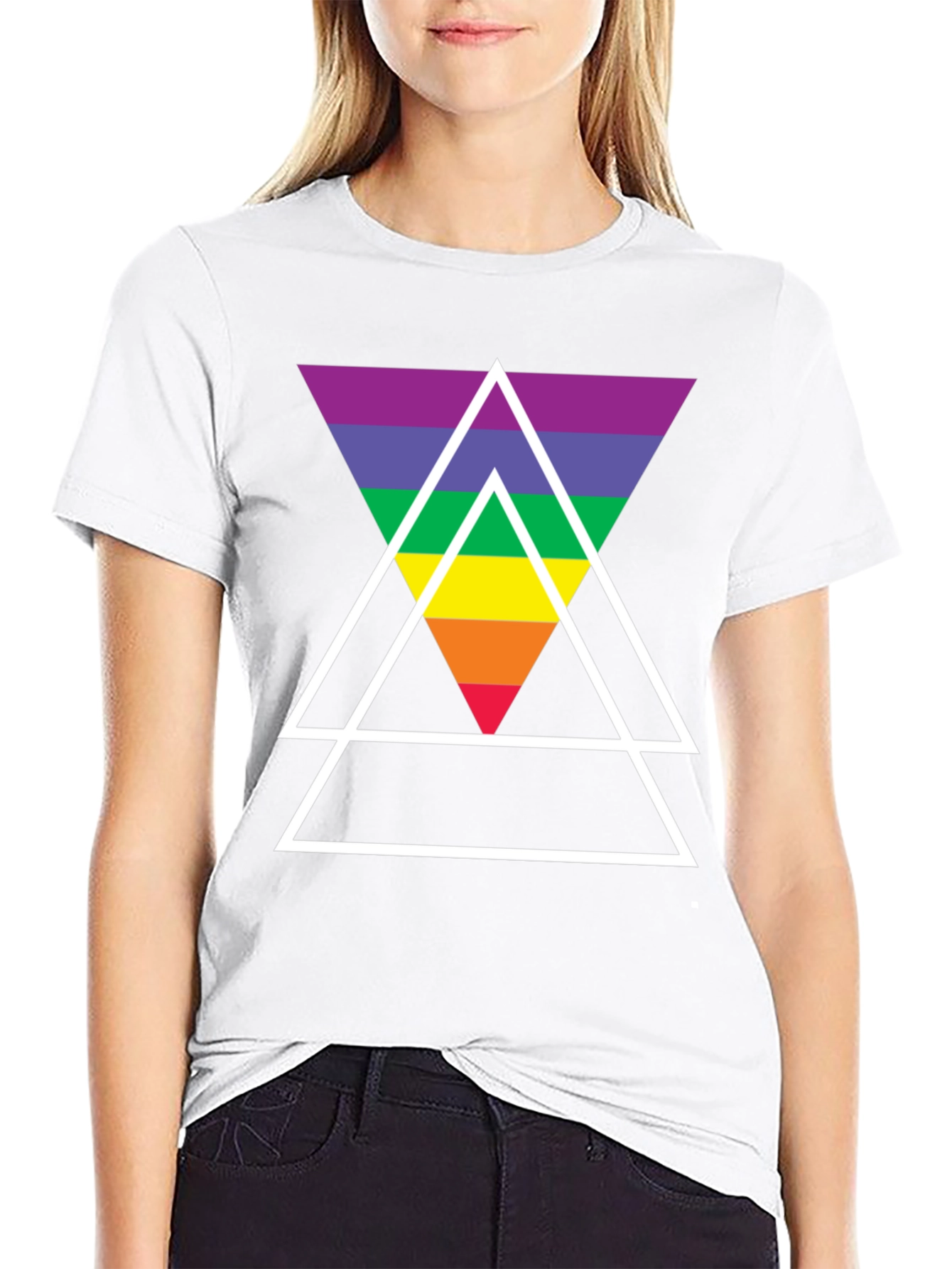 Rainbow Triangle Graphic Tee - Stylish Casual Wear