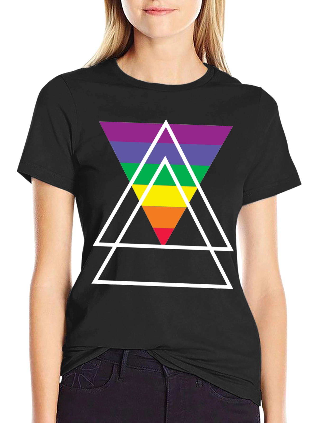 Rainbow Triangle Graphic Tee - Stylish Casual Wear