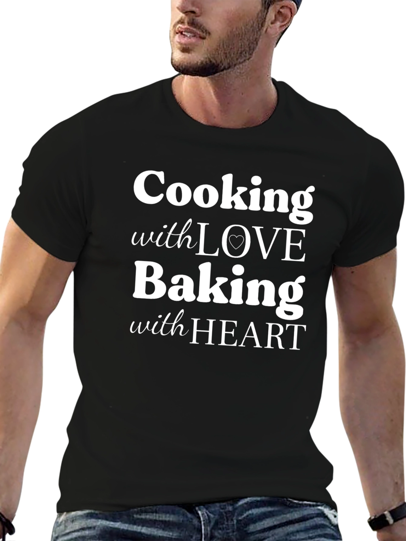 Cooking With Love Baking With Heart Graphic T-Shirt