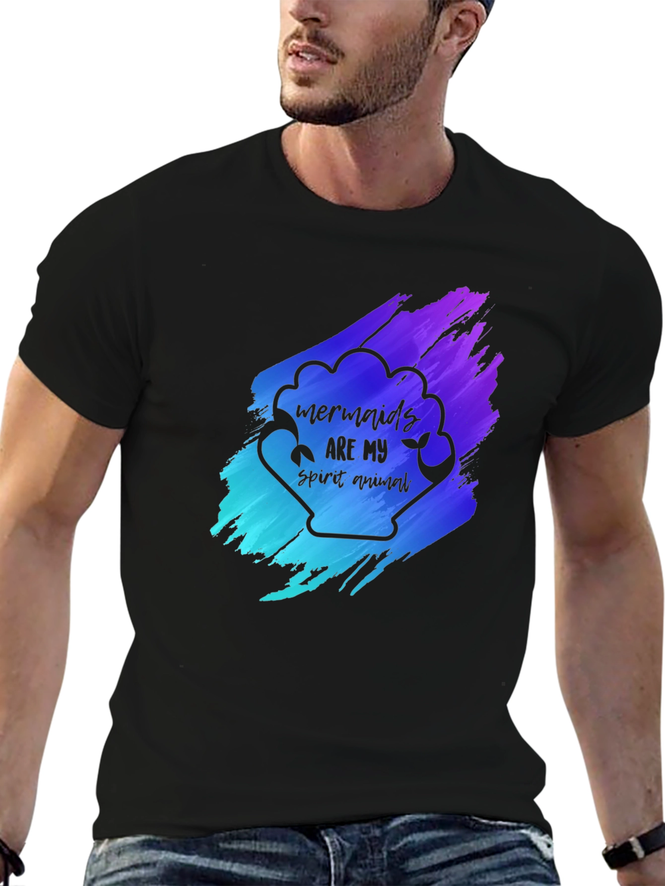 Mermaids Are My Spirit Animal Black T-Shirt