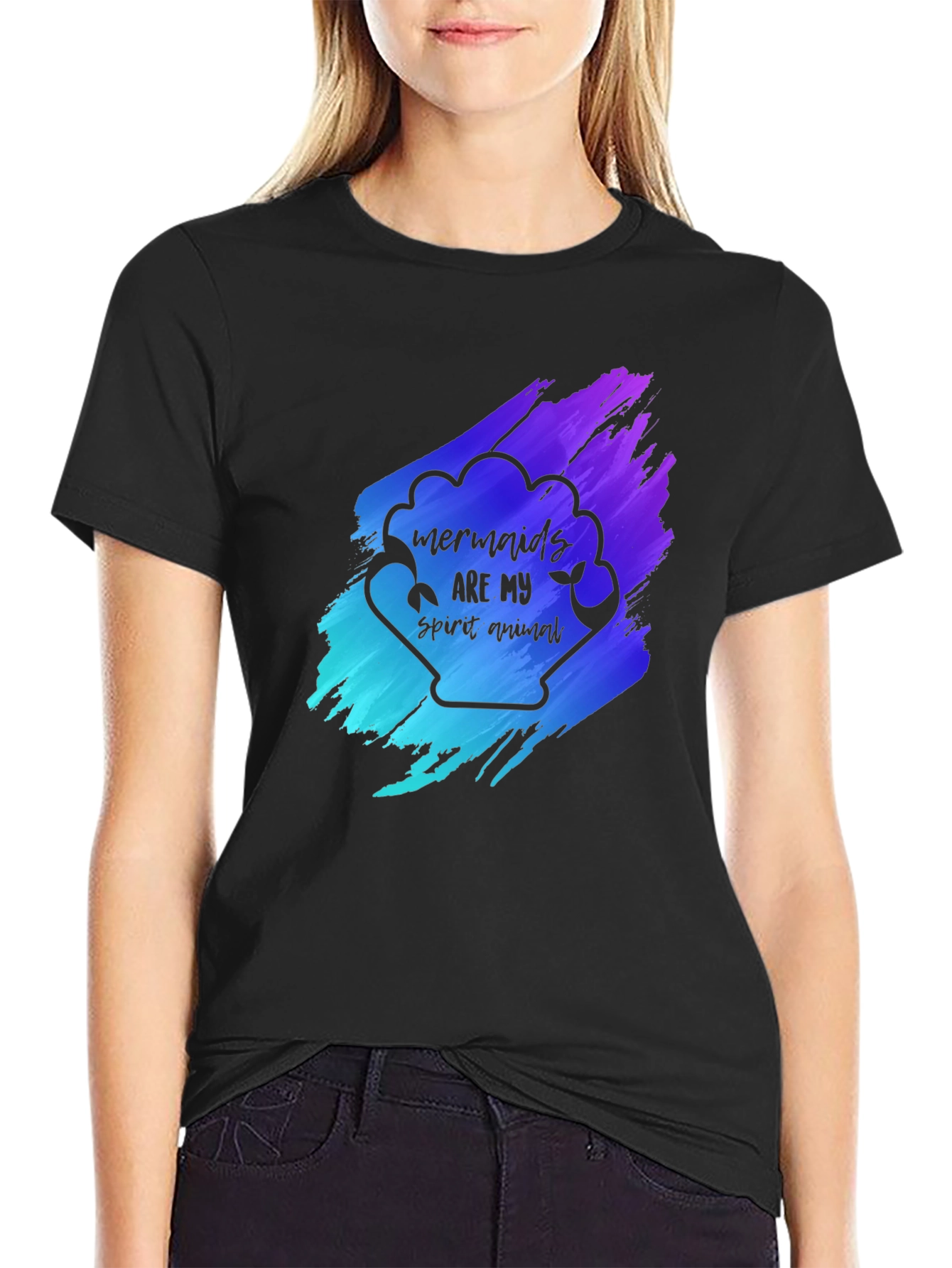 Mermaids Are My Spirit Animal Black T-Shirt
