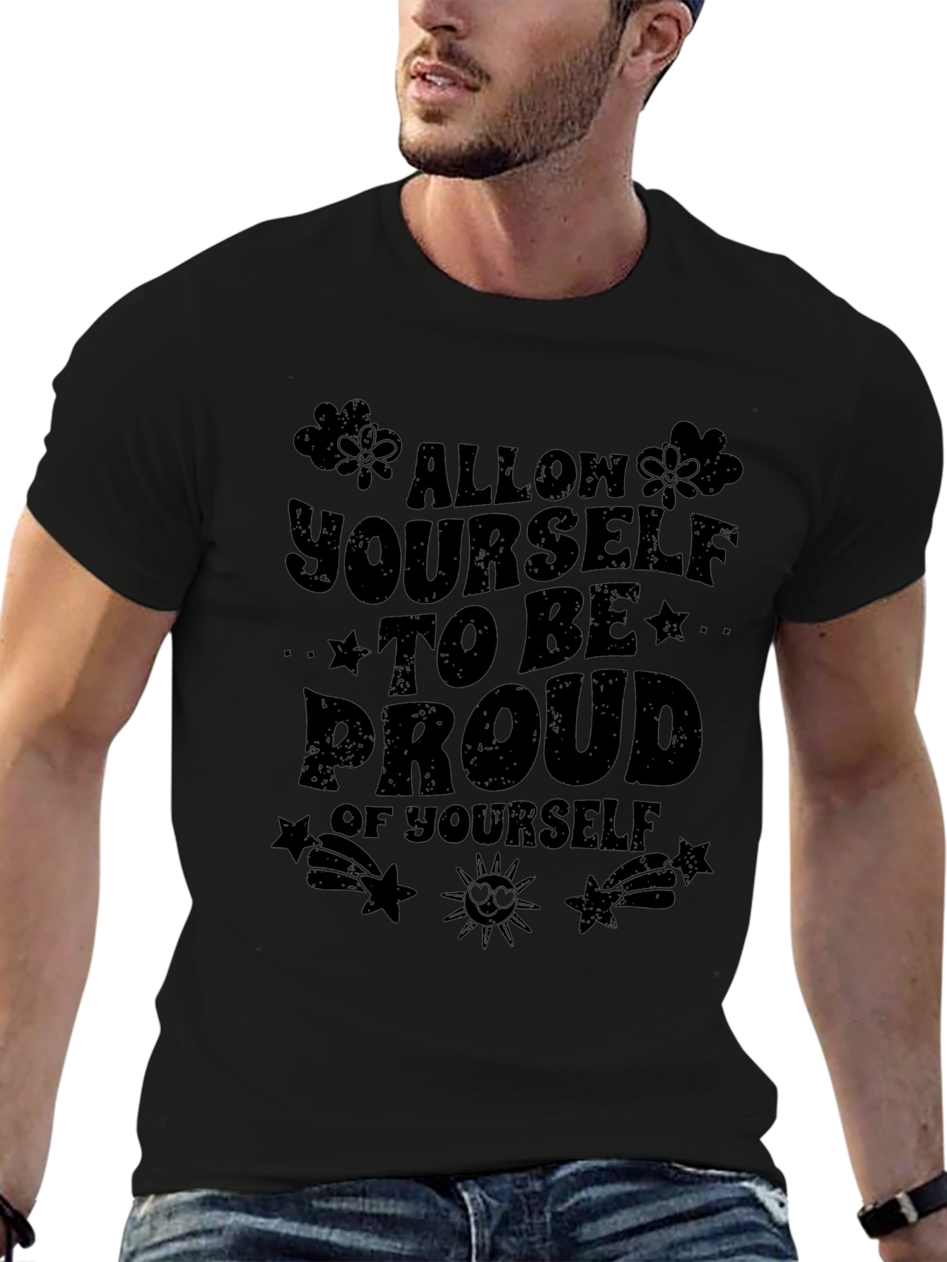 Proud Yourself Black Graphic Tee