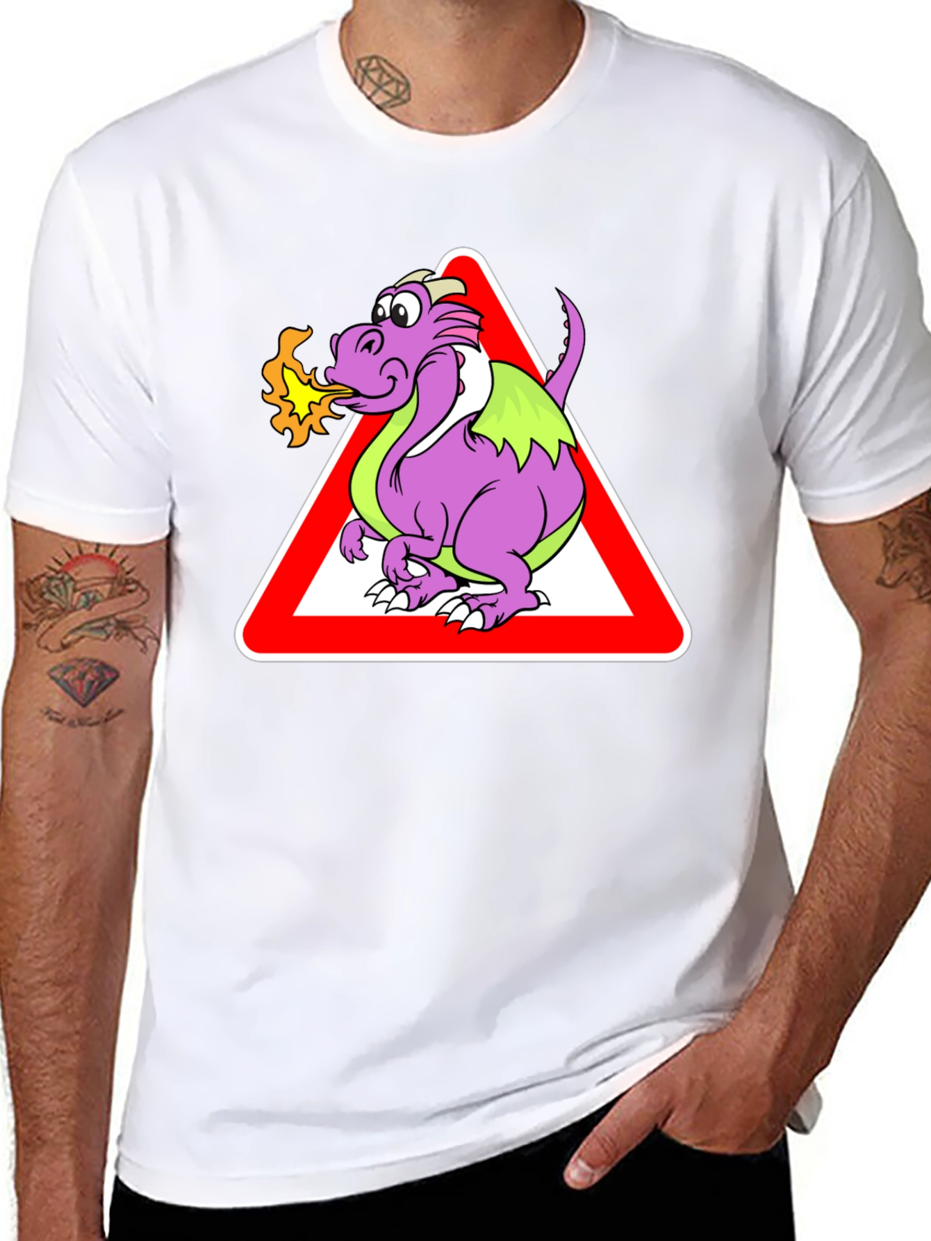 Funny Dragon Warning Sign T-Shirt