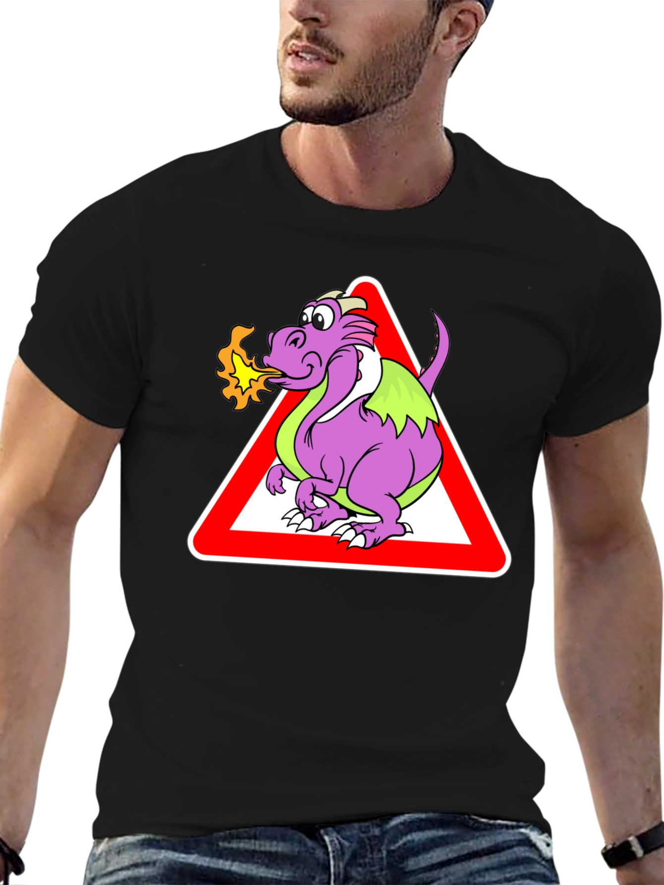 Funny Dragon Warning Sign T-Shirt
