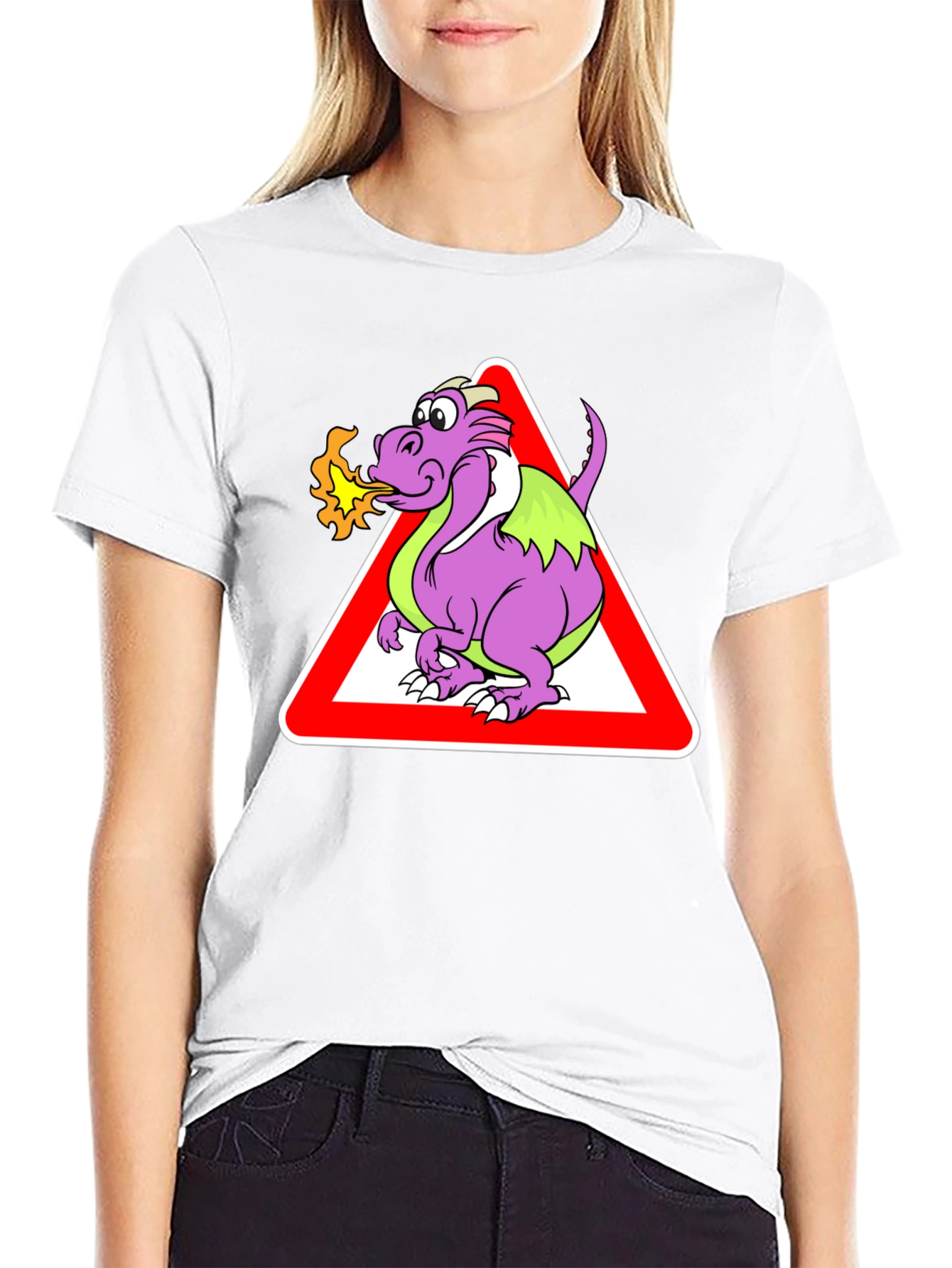 Funny Dragon Warning Sign T-Shirt