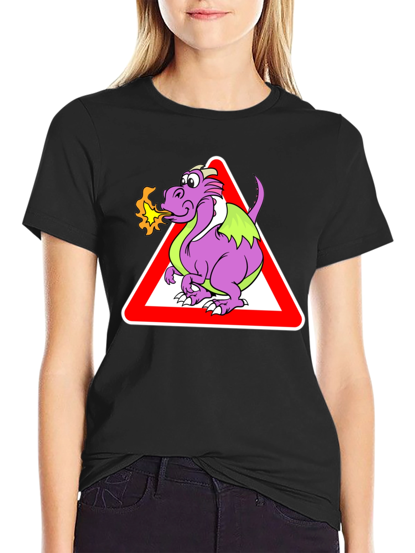 Funny Dragon Warning Sign T-Shirt