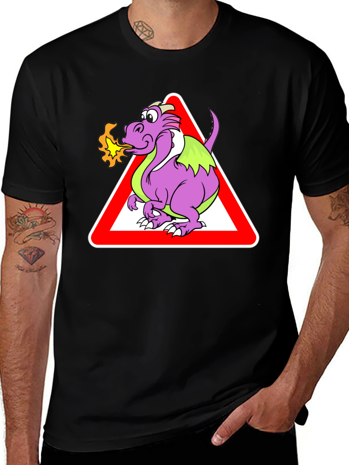 Funny Dragon Warning Sign T-Shirt