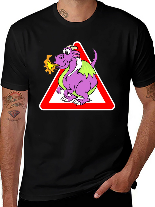 Funny Dragon Warning Sign T-Shirt