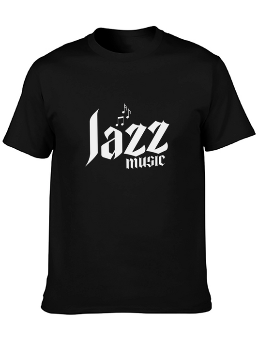 Jazz Music Graphic Tee - Black Cotton T-Shirt