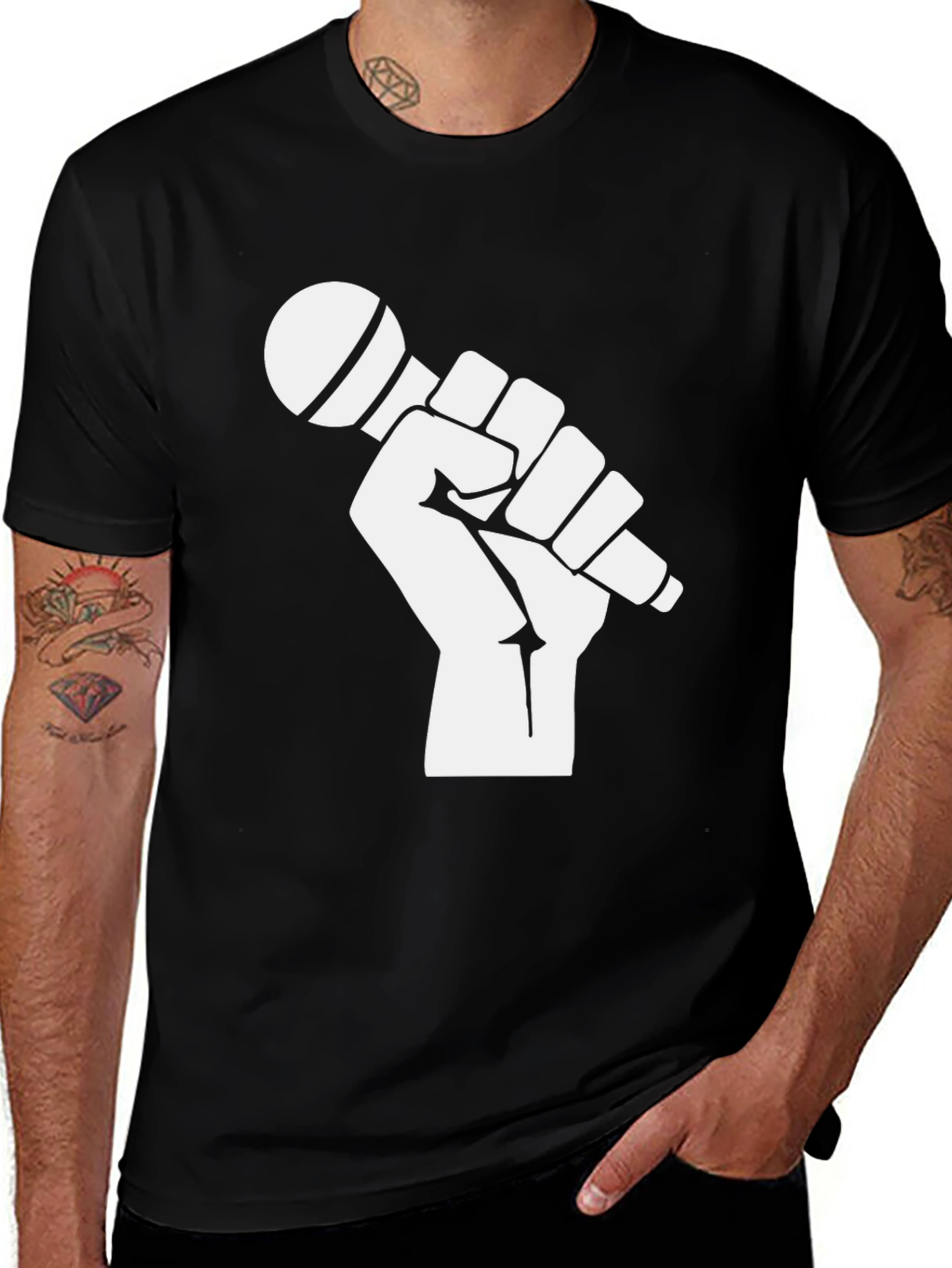 Mic Fist Graphic Tee - Black
