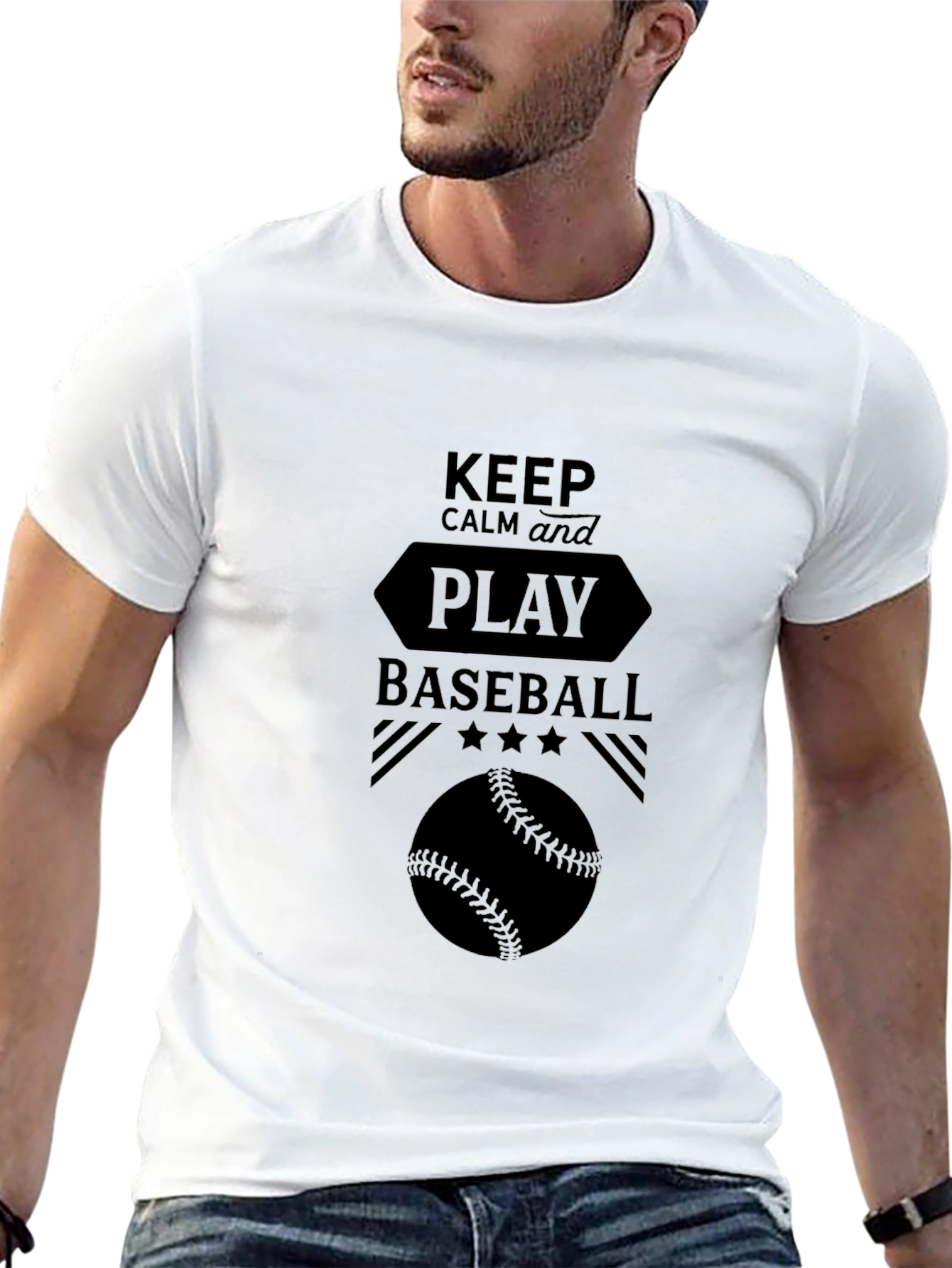 Keep Calm and Play Baseball Black T-Shirt