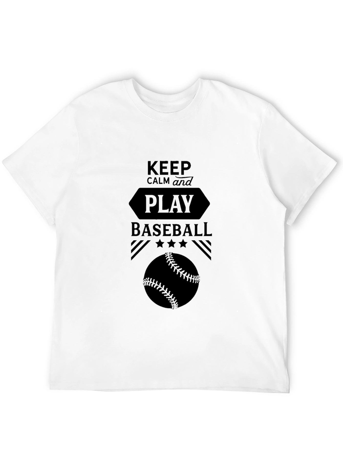Keep Calm and Play Baseball Black T-Shirt